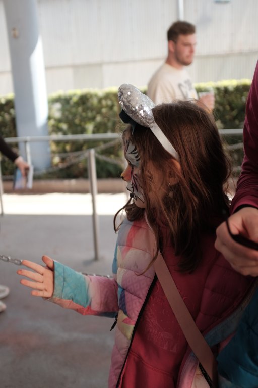 Indoor character dining candid moment